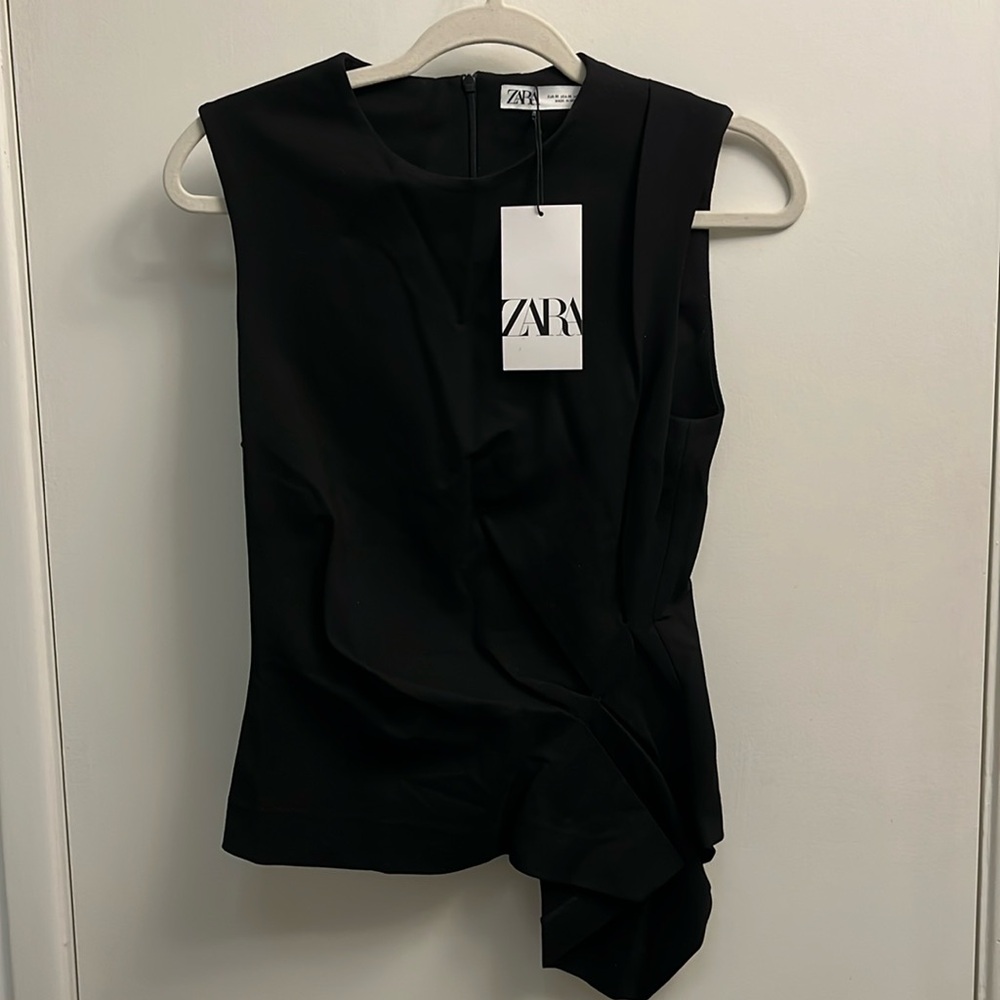 Zara thick crepe black sleeveless top